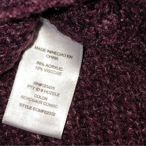 Ellen Tracy Womens Size Medium Sweater Tunic Wine Dolman Sleeves 3/4 V Neck - Picture 8 of 10